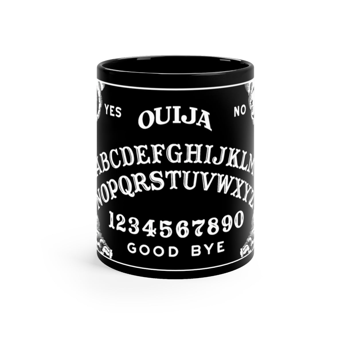 P&B Ouija Coffee Mug, 11oz Ceramic, Black Ouija Board, Dark Coffee Mug