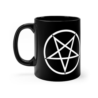 P&B Pentagram Coffee Mug, 11oz Ceramic, Quality Pentagram Cross Black Mug