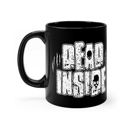 P&B Dead Inside, Coffee Mug, Zombie Themed Black Mug, 11oz, Ceramic Mug