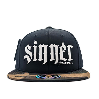 Pins & Bones Sinner Goth Hat Alternative Fashion Black Snapback Hat