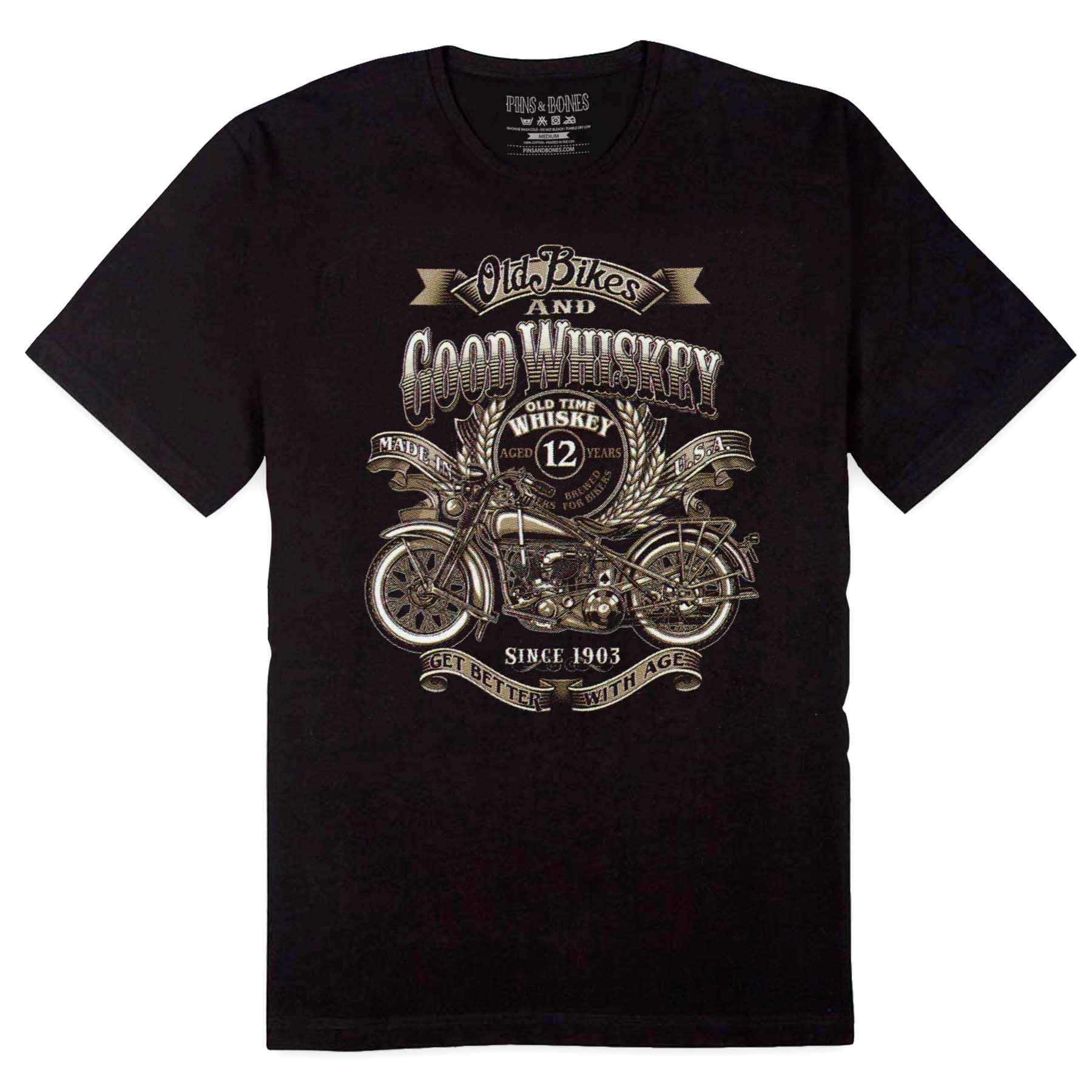 Pins & Bones Whiskey and Tattoos, Black Mens Alternative Fashion, Moto