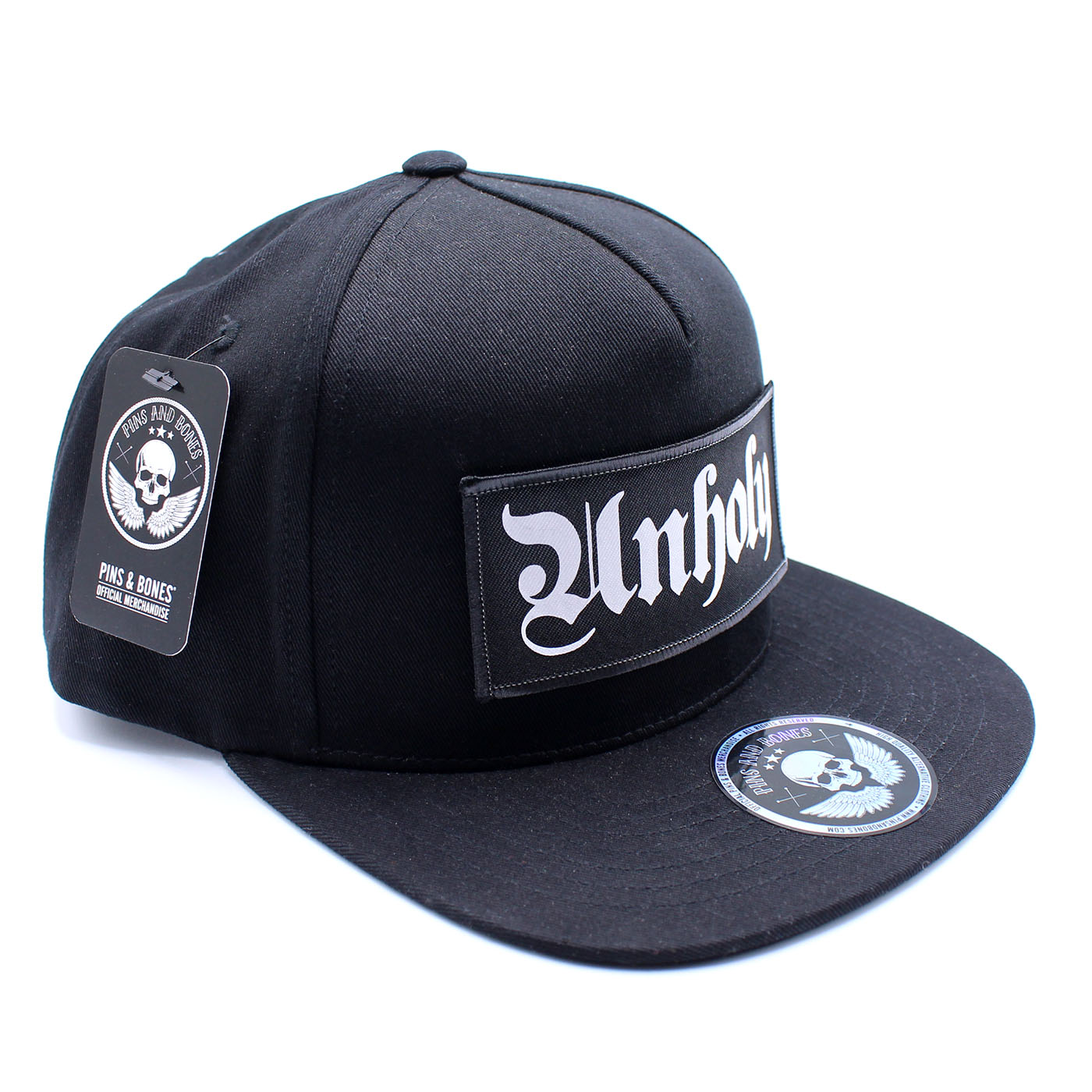 Pins & Bones Unholy Gothic Snapback Hat: One Size Fits All, Perfect for Alternative Fashion